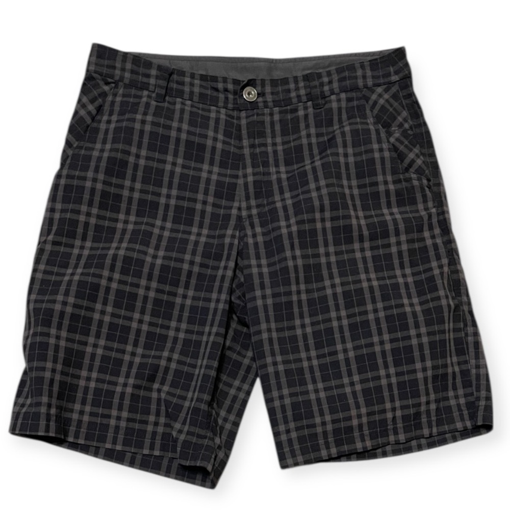 Men's Lululemon Kahuna Shorts Size 34 Black Gray Plaid Check